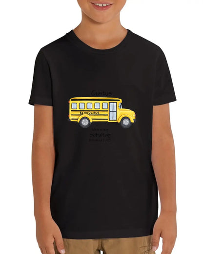 Mein erster Schultag - Kinder Bio T-Shirt mit Namen und Wunschtext personalisiert - Schulbus