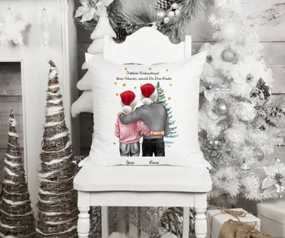 Nikolausgeschenk, Weihnachtsgeschenk für Geschwister, personalisiertes Kissen kleine Schwester, großer Bruder mit Namen und Wunschtext